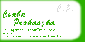 csaba prohaszka business card